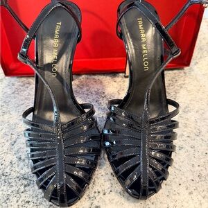 Tamara Mellon Black Strappy Women's Heels Studio 54